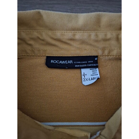 Vintage Rocawear Polo Shirt, Men's 2XL, Brown Tan Stripes, 100% Cotton - Picture 5 of 9